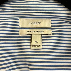 J. Crew Stretch Perfect Long Sleeve Blue Striped Button Down